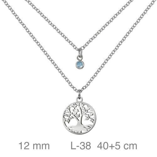 GARGANTILLA PLATA DOBLE ARBOL VIDA ZTA AZUL