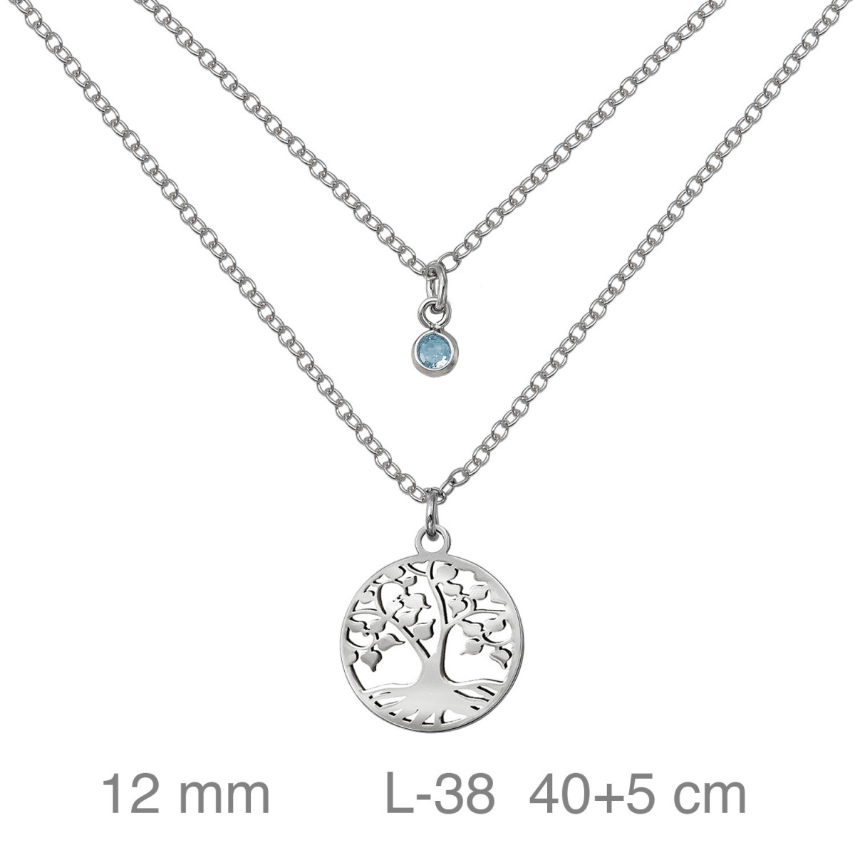 GARGANTILLA PLATA DOBLE ARBOL VIDA ZTA AZUL