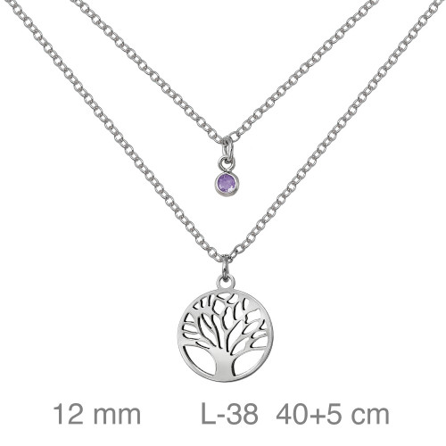 GARGANTILLA PLATA DOBLE ARBOL VIDA ZTA AMATISTA