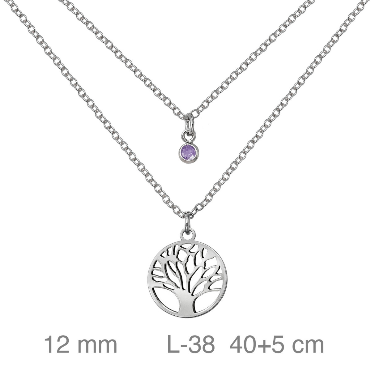 GARGANTILLA PLATA DOBLE ARBOL VIDA ZTA AMATISTA