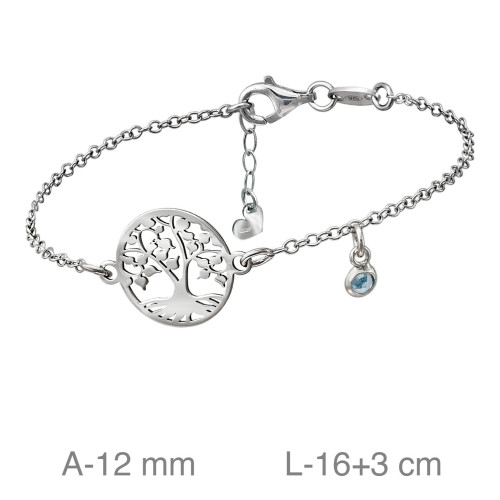 PULSERA PLATA ARBOL VIDA ZTA AZUL