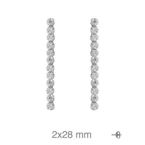 PENDIENTES PLATA RIVIERE 28MM PRESION