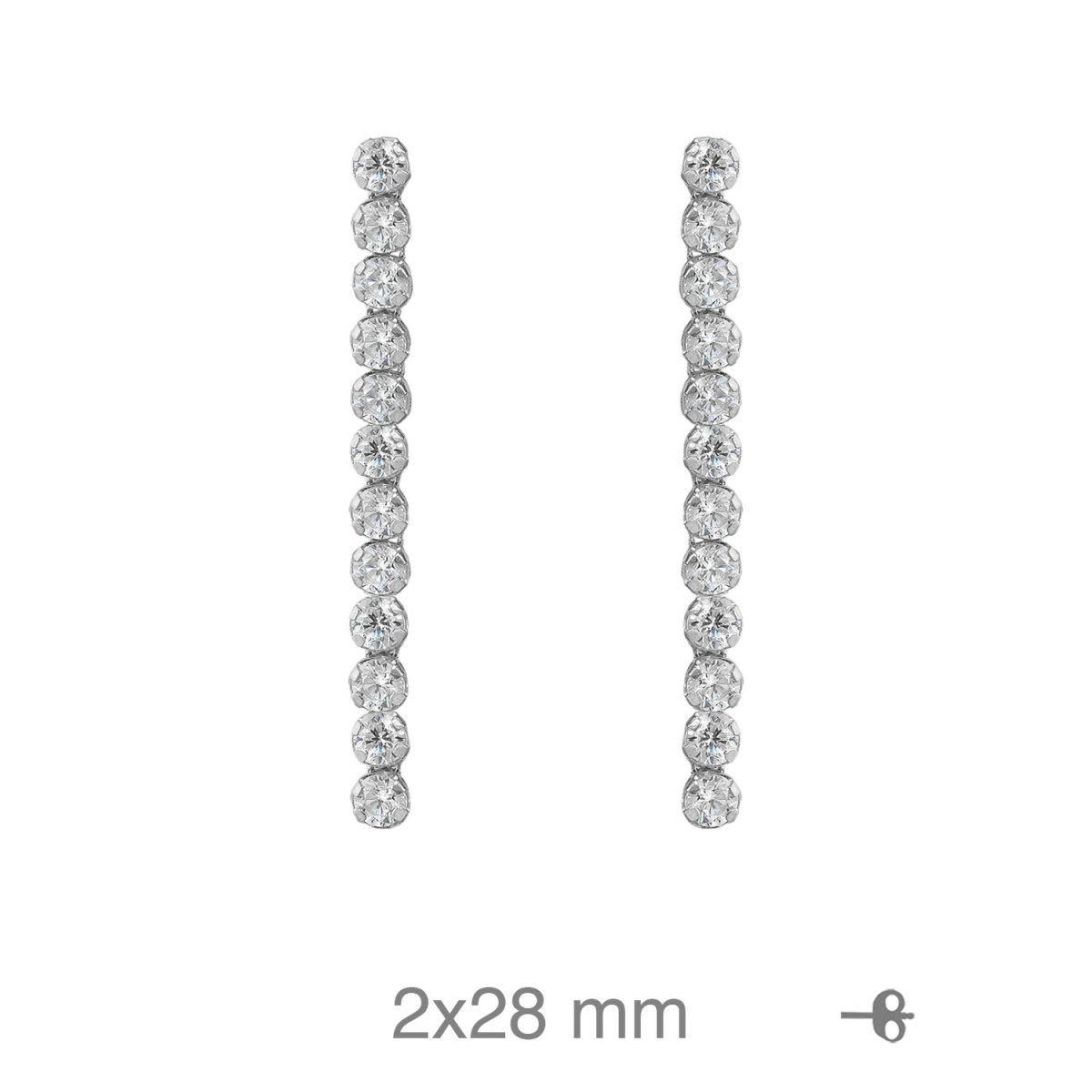 PENDIENTES PLATA RIVIERE 28MM PRESION