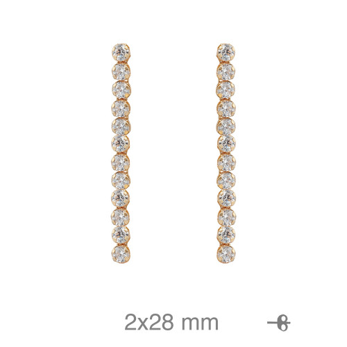 PENDIENTES PLATA B.ORO RIVIERE 28MM PRESION