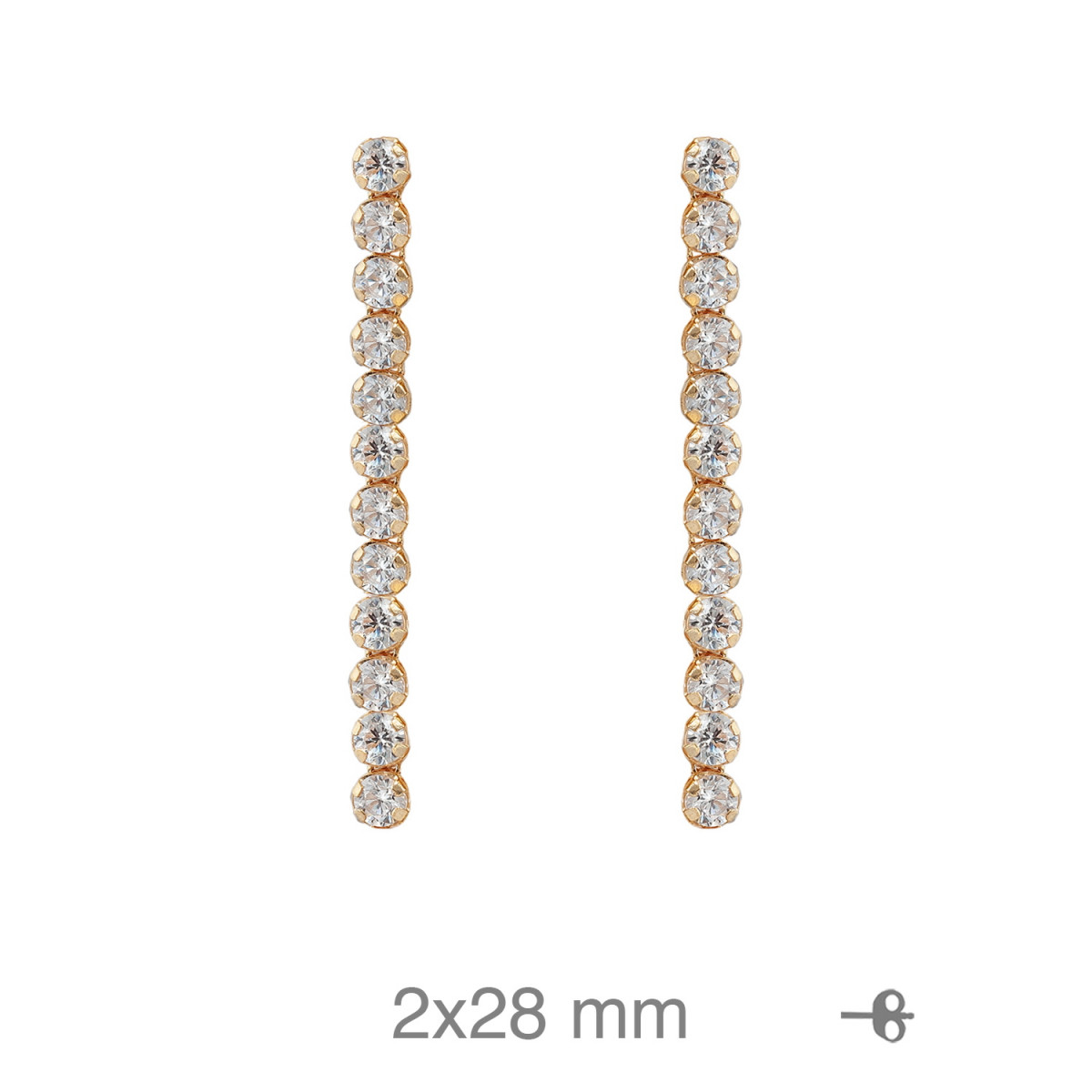 PENDIENTES PLATA B.ORO RIVIERE 28MM PRESION