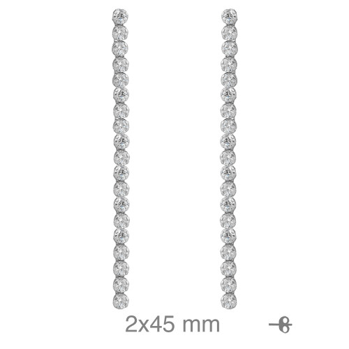 PENDIENTES PLATA RIVIERE 45MM PRESION