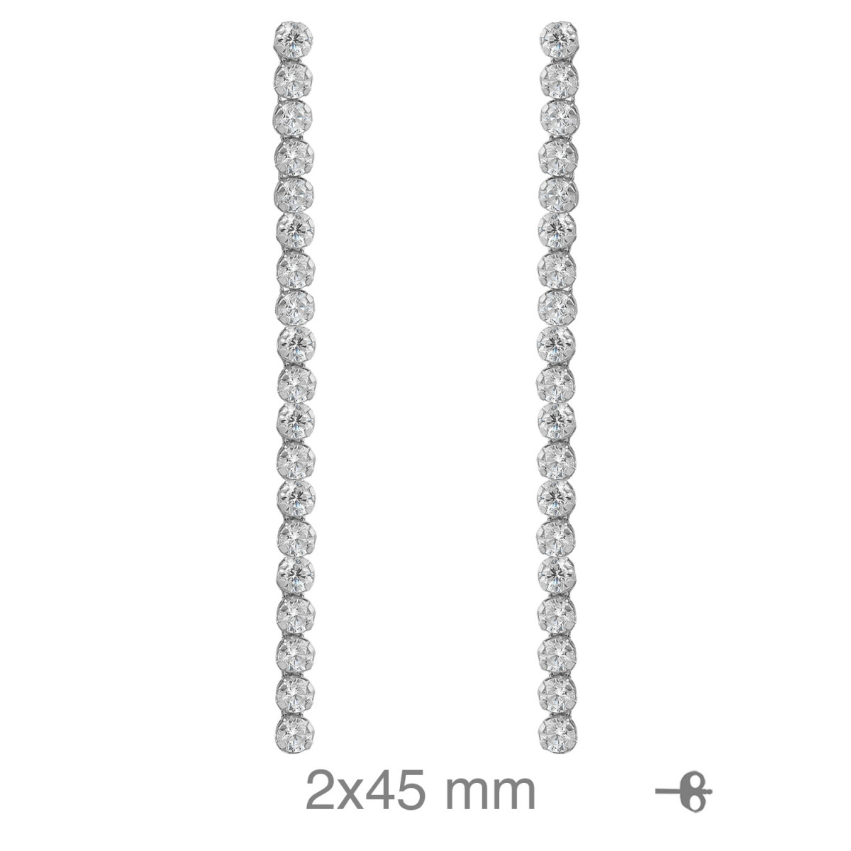 PENDIENTES PLATA RIVIERE 45MM PRESION