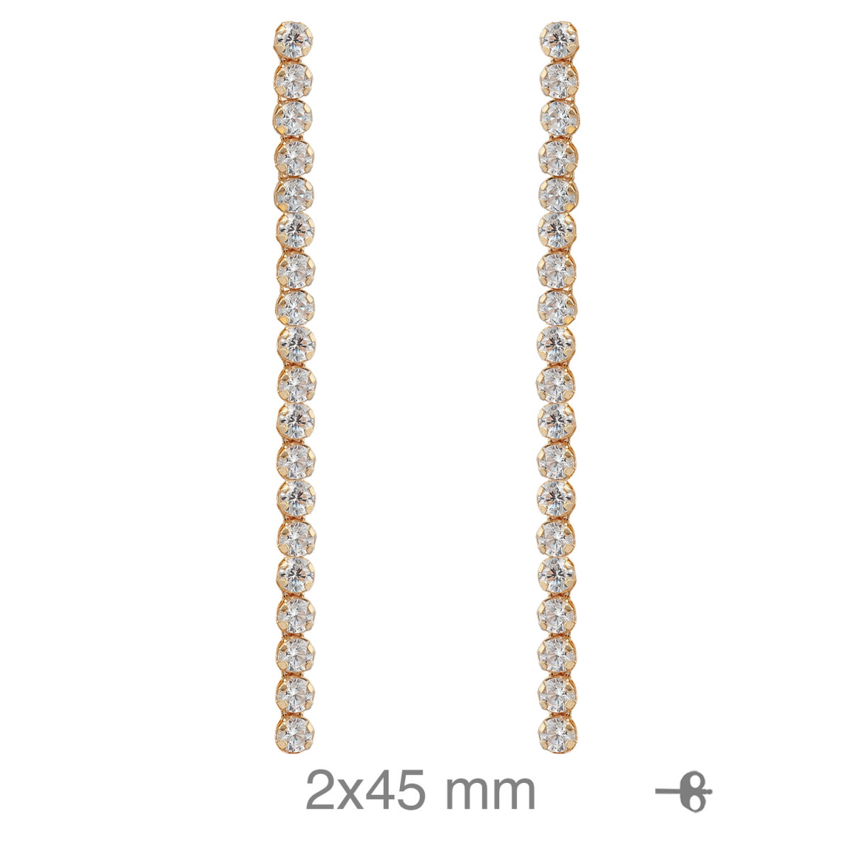 PENDIENTES PLATA B.ORO RIVIERE 45MM PRESION