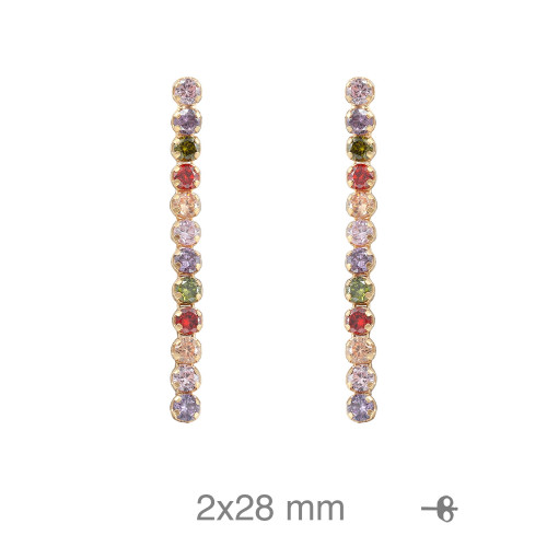 PENDIENTES PLATA B.ORO RIVIERE COLOR 28MM PRESION
