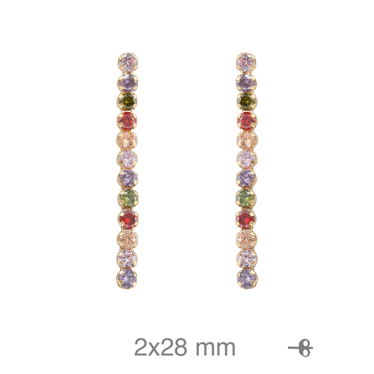 PENDIENTES PLATA B.ORO RIVIERE COLOR 28MM PRESION