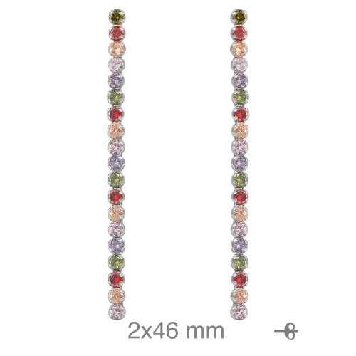 PENDIENTES PLATA RIVIERE COLOR 45MM PRESION