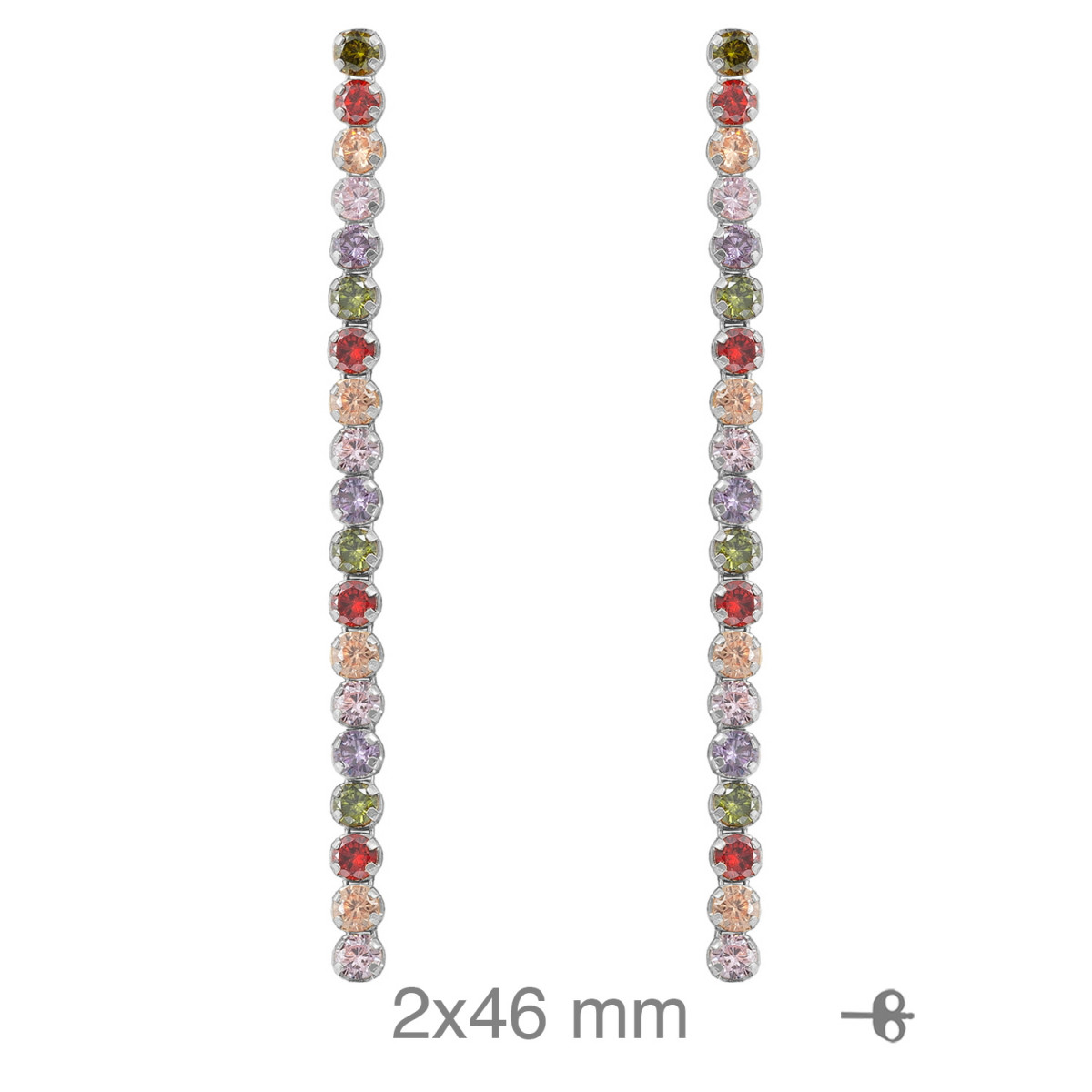 PENDIENTES PLATA RIVIERE COLOR 45MM PRESION