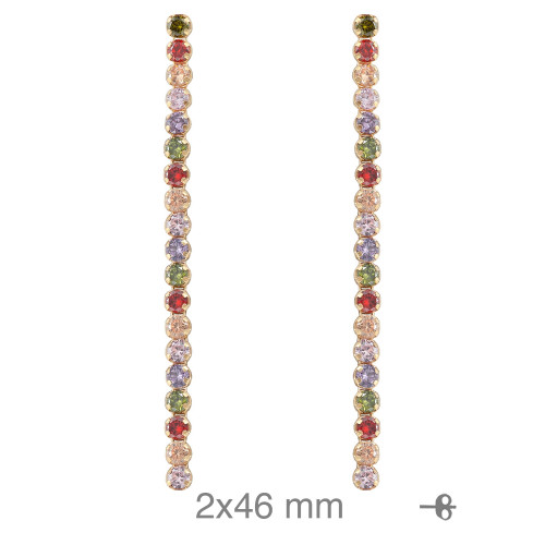 PENDIENTES PLATA B.ORO RIVIERE COLOR 45MM PRESION