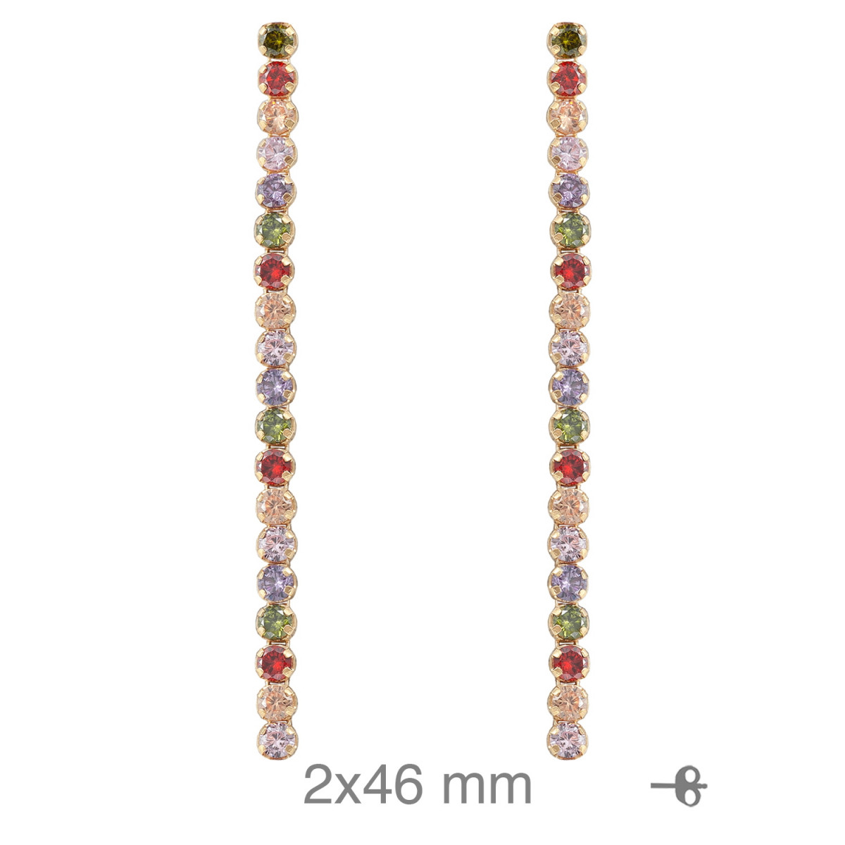 PENDIENTES PLATA B.ORO RIVIERE COLOR 45MM PRESION
