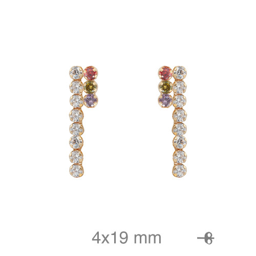 PENDIENTES PLATA B.ORO RIVIERE DOBLE COLOR PRESION