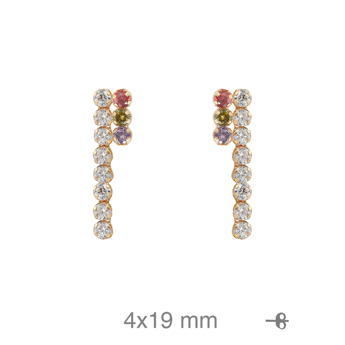 PENDIENTES PLATA B.ORO RIVIERE DOBLE COLOR PRESION