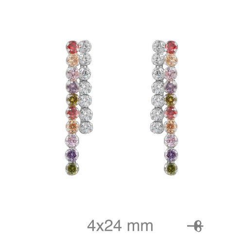 PENDIENTES PLATA RIVIERE DOBLE COLOR PRESION