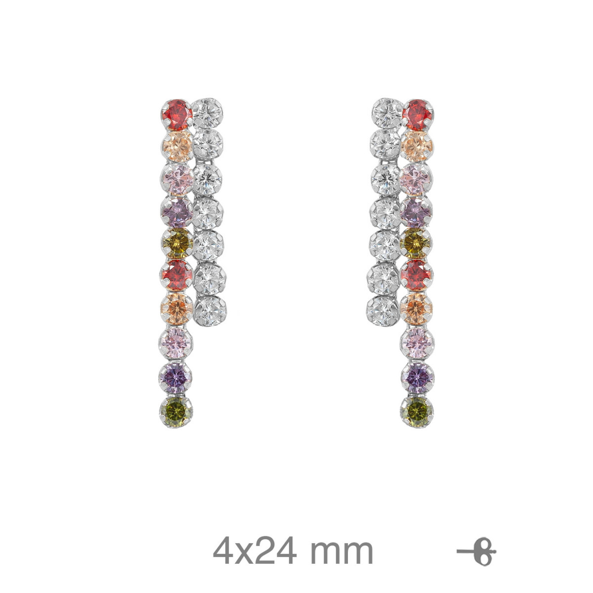 PENDIENTES PLATA RIVIERE DOBLE COLOR PRESION