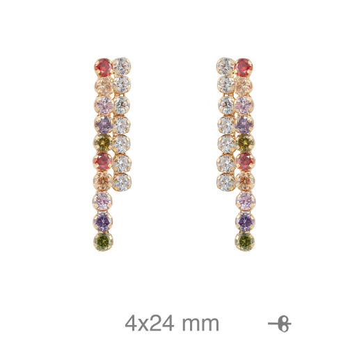 PENDIENTES PLATA B.ORO RIVIERE DOBLE COLOR PRESION