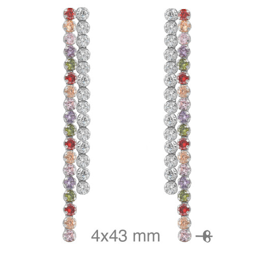 PENDIENTES PLATA RIVIERE DOBLE COLOR PRESION