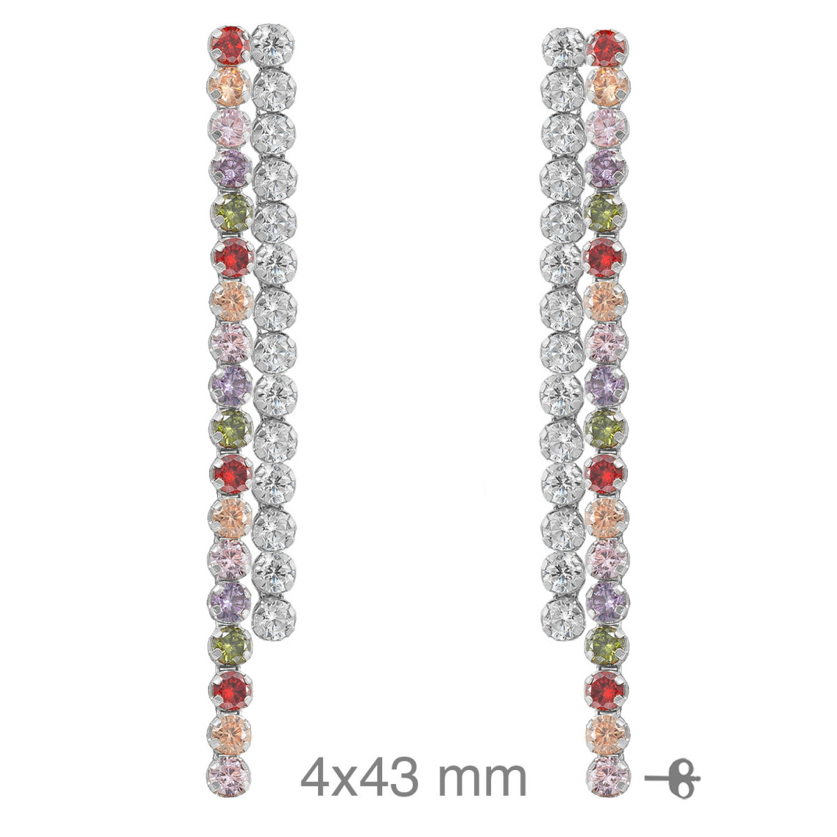PENDIENTES PLATA RIVIERE DOBLE COLOR PRESION