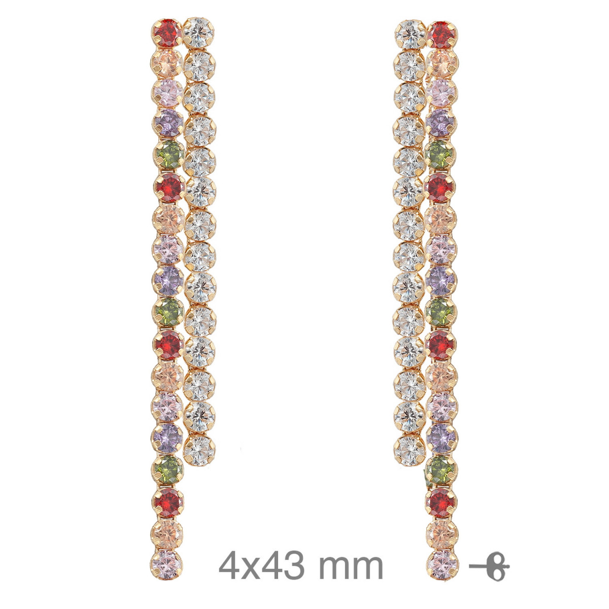 PENDIENTES PLATA B.ORO RIVIERE DOBLE COLOR PRESION