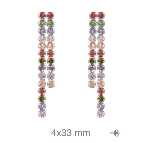 PENDIENTES PLATA RIVIERE DOBLE COLOR PRESION