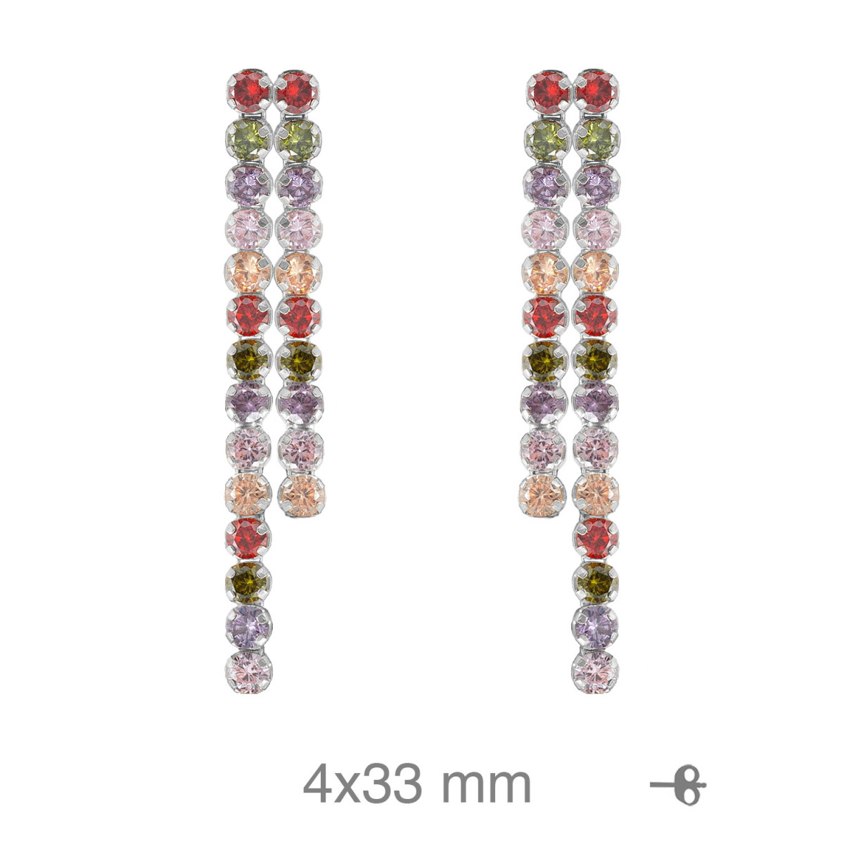 PENDIENTES PLATA RIVIERE DOBLE COLOR PRESION