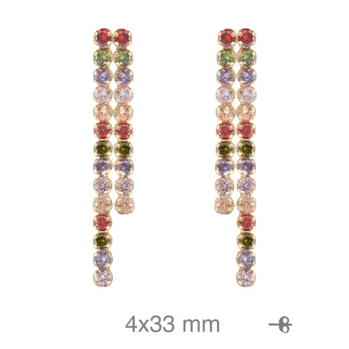 PENDIENTES PLATA B.ORO RIVIERE DOBLE COLOR PRESION