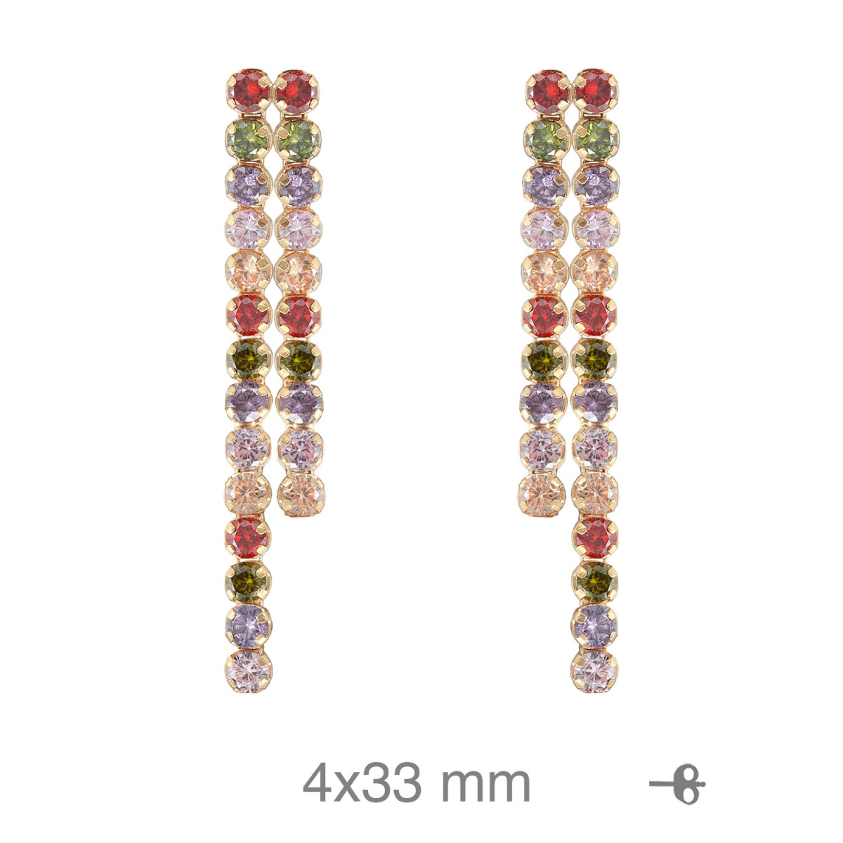 PENDIENTES PLATA B.ORO RIVIERE DOBLE COLOR PRESION