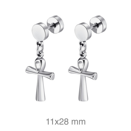 PENDIENTES ACERO CRUZ VIDA