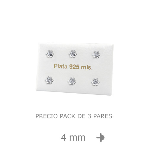 PENDIENTES PLATA CHATON MARGARITA 4MM ROSCA