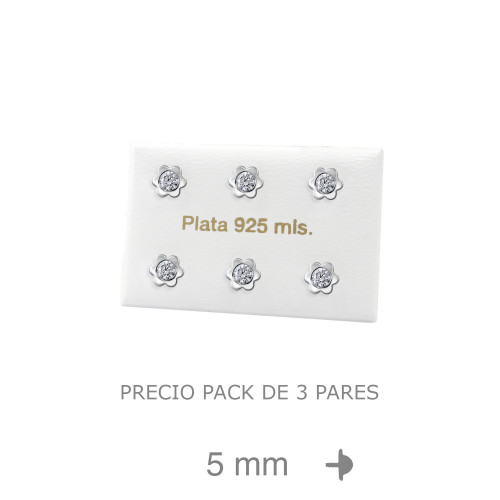 PENDIENTES PLATA CHATON MARGARITA 5MM ROSCA