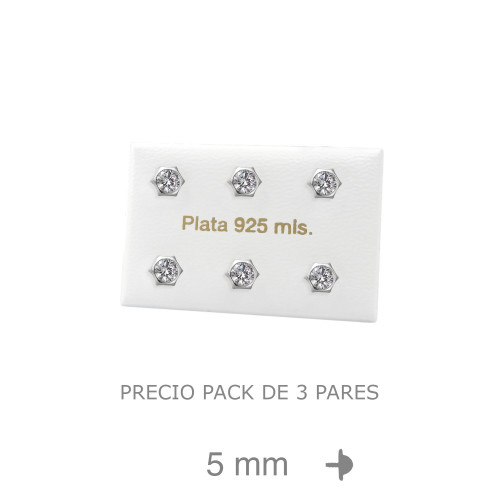 PENDIENTES PLATA CHATON 5MM ROSCA