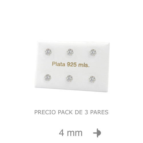PENDIENTES PLATA GARRA 4MM ROSCA