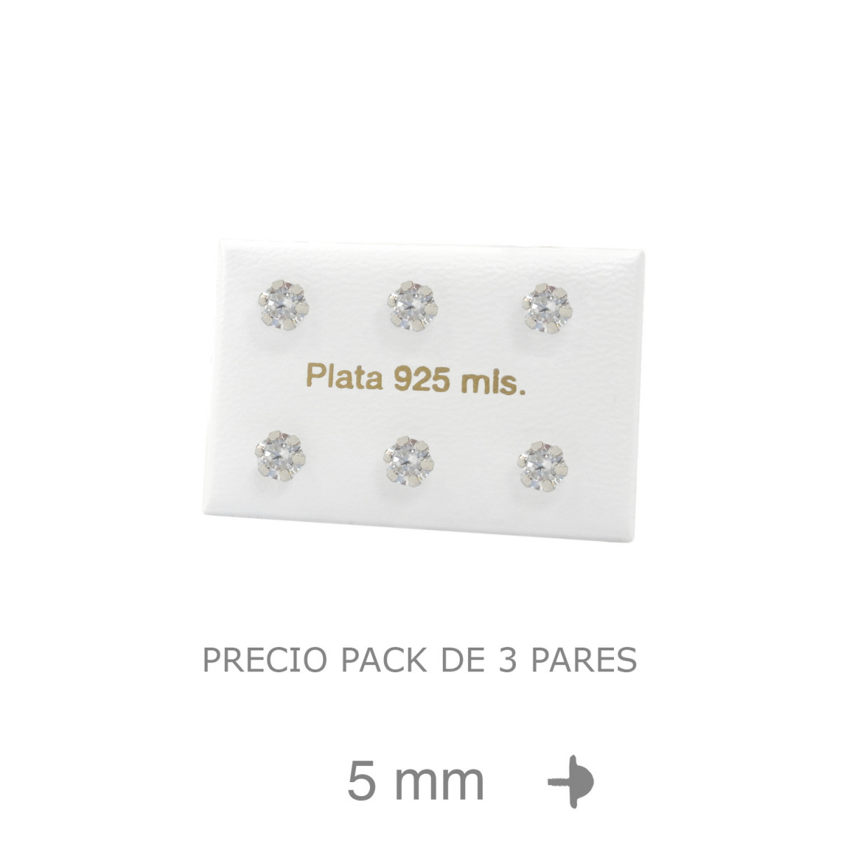 PENDIENTES PLATA GARRA 5MM ROSCA