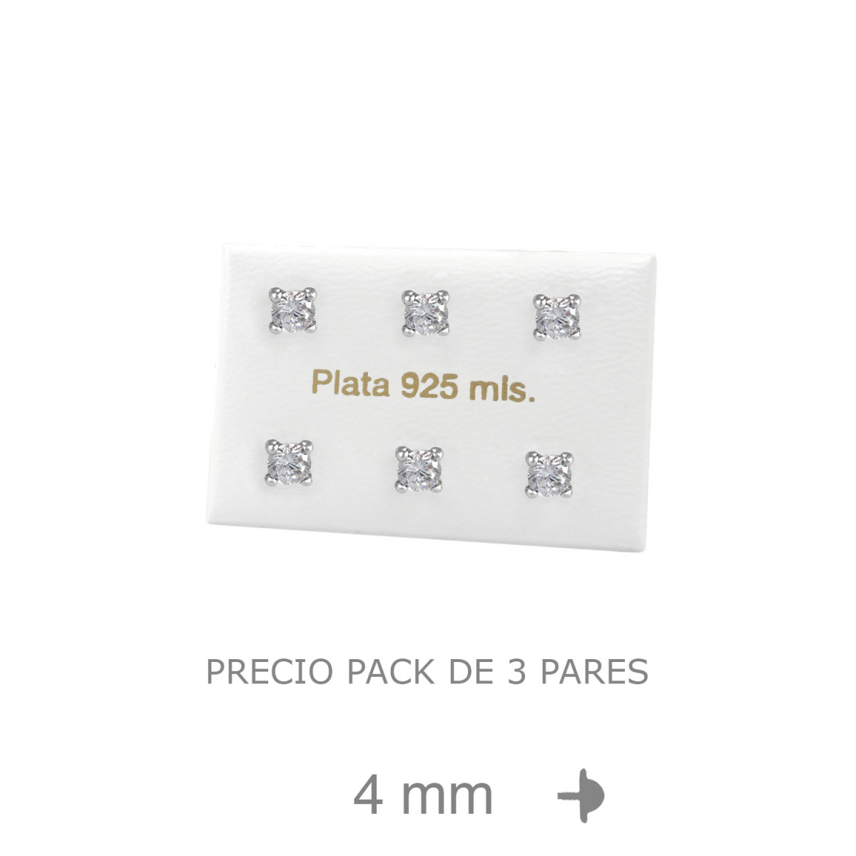 PENDIENTES PLATA GARRA 4MM ROSCA