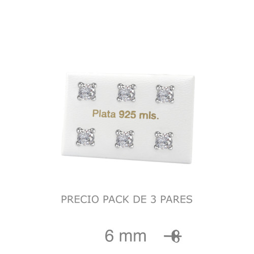 PENDIENTES PLATA GARRA 6MM ROSCA