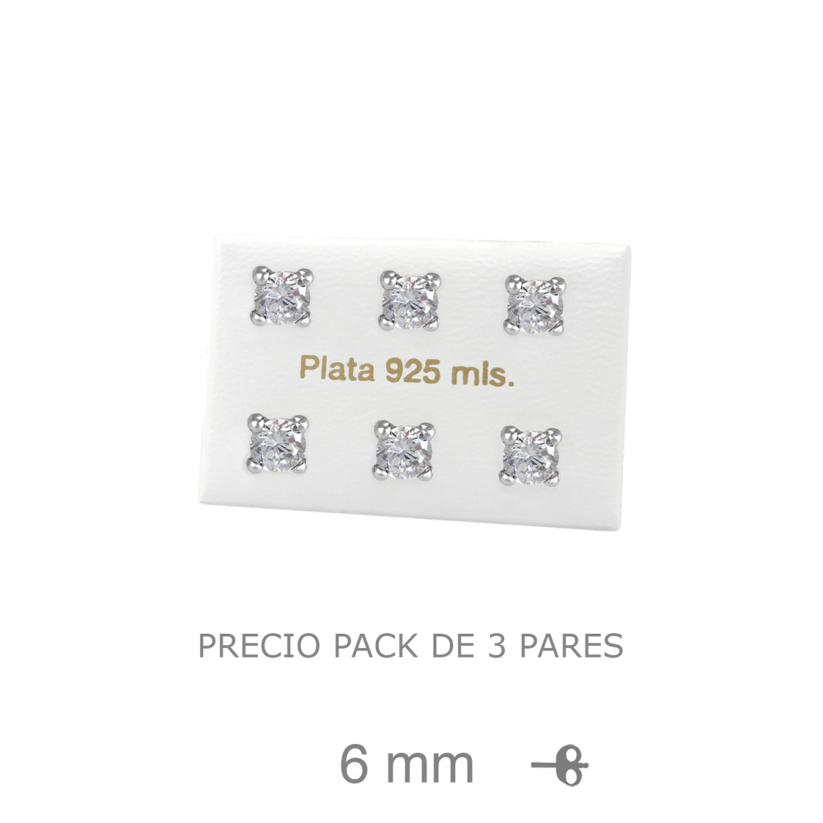 PENDIENTES PLATA GARRA 6MM ROSCA