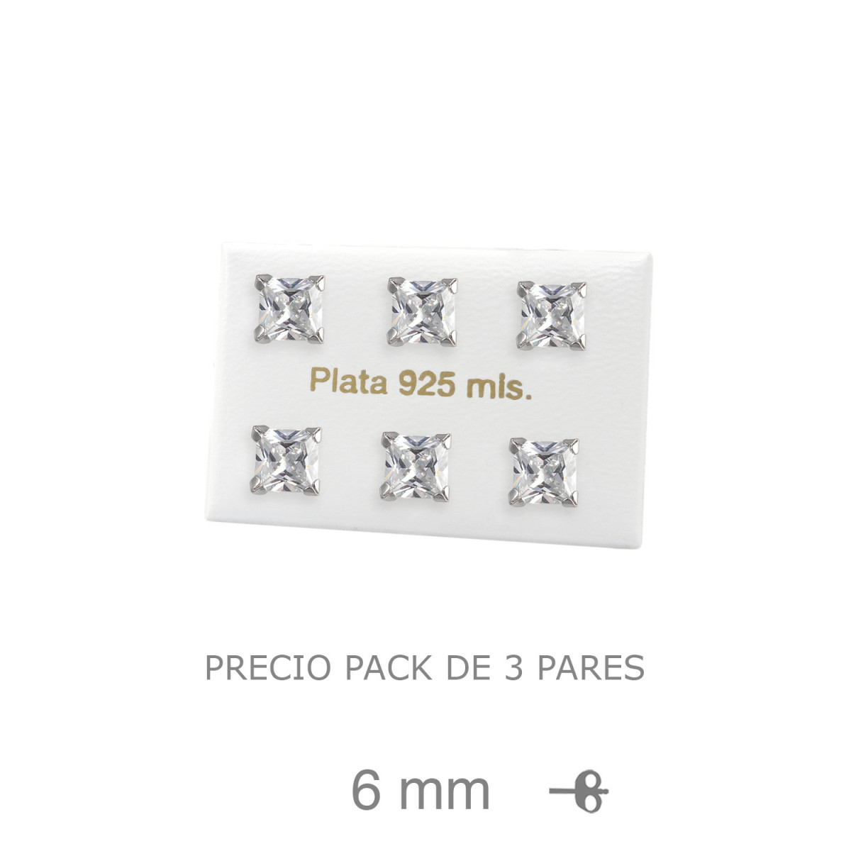 PENDIENTES PLATA GARRA 6MM PRESION