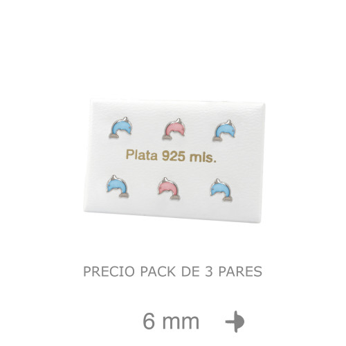 PENDIENTES PLATA DELFIN ESMALTE ROSCA