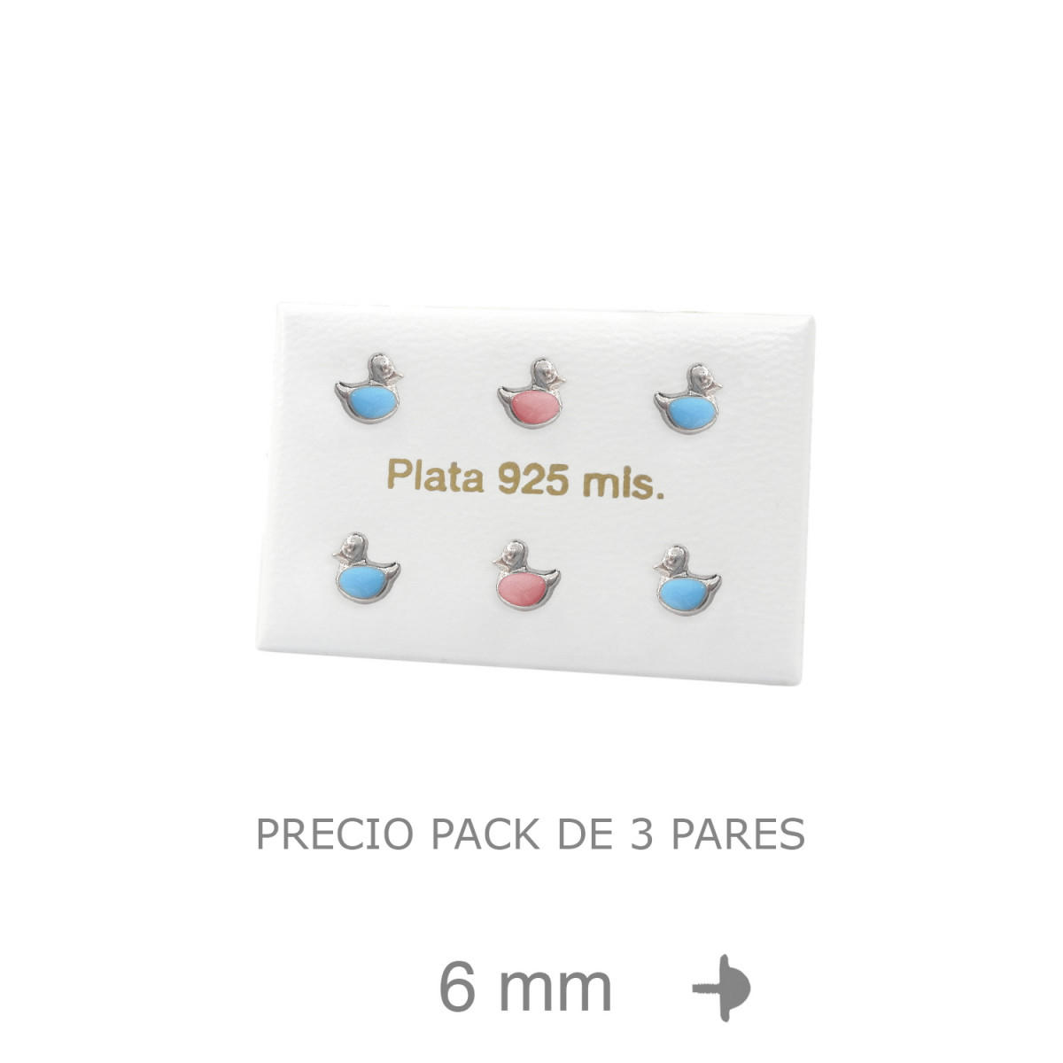 PENDIENTES PLATA PATO ESMALTE ROSCA