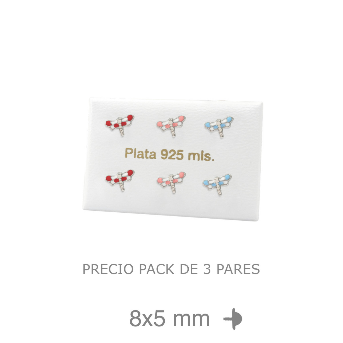 PENDIENTES PLATA LIBELULA ESMALTE ROSCA