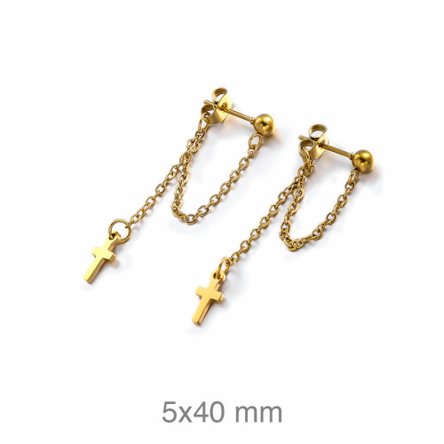 PENDIENTES ACERO B.ORO CRUZ CADENA