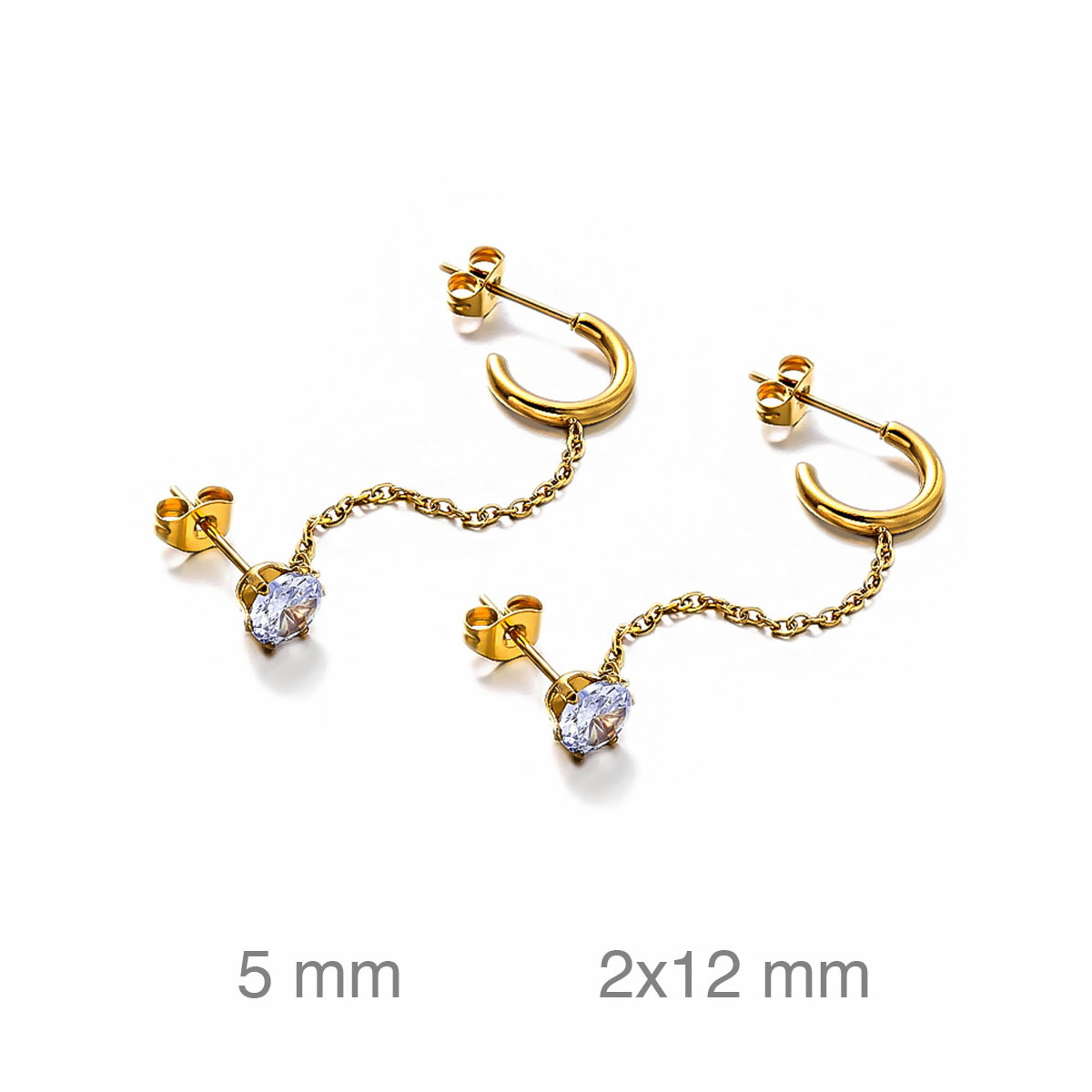 SET PENDIENTES ACERO CADENA