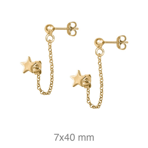 PENDIENTES ACERO B.ORO ESTRELLA CADENA