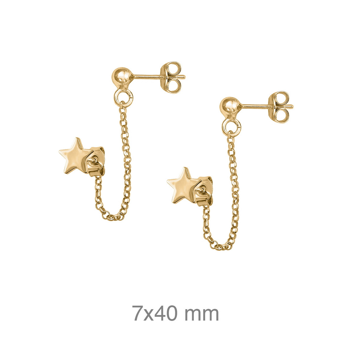 PENDIENTES ACERO B.ORO ESTRELLA CADENA