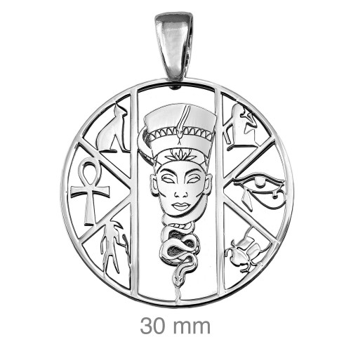 COLGANTE PLATA EGIPCIO NEFERTITI CALADO