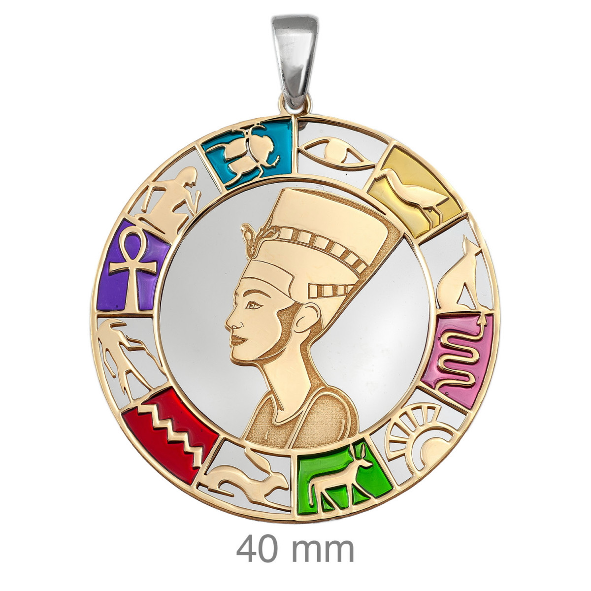 COLGANTE PLATA BICOLOR EGIPCIO MOTIVOS