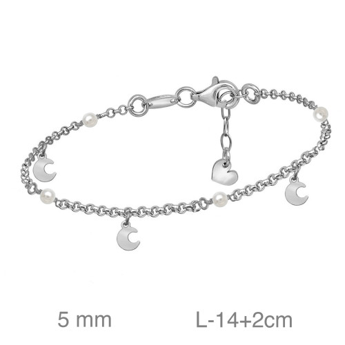 PULSERA PLATA LUNA PERLA